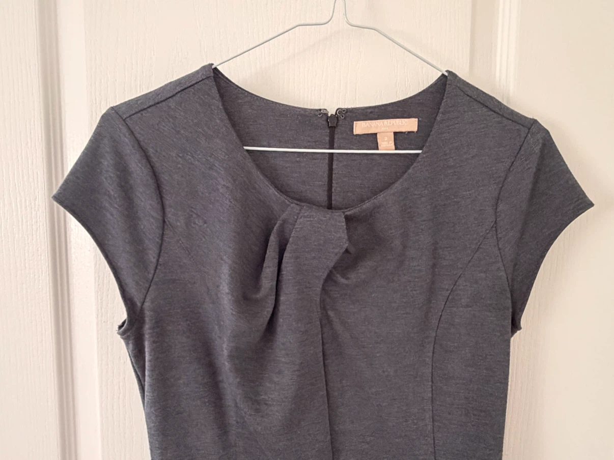 LIKE NEW Banana Republic Grey Cap Sleeve Dress Womens Size 2 - photo 5