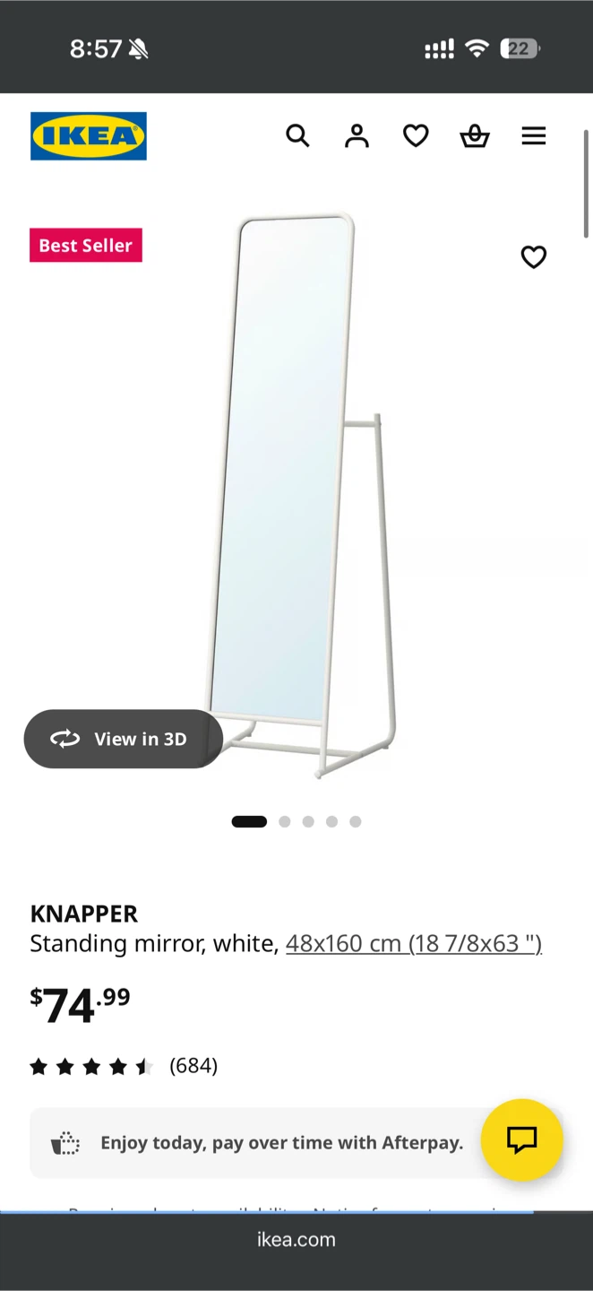 IKEA KNAPPER Standing Mirror, White