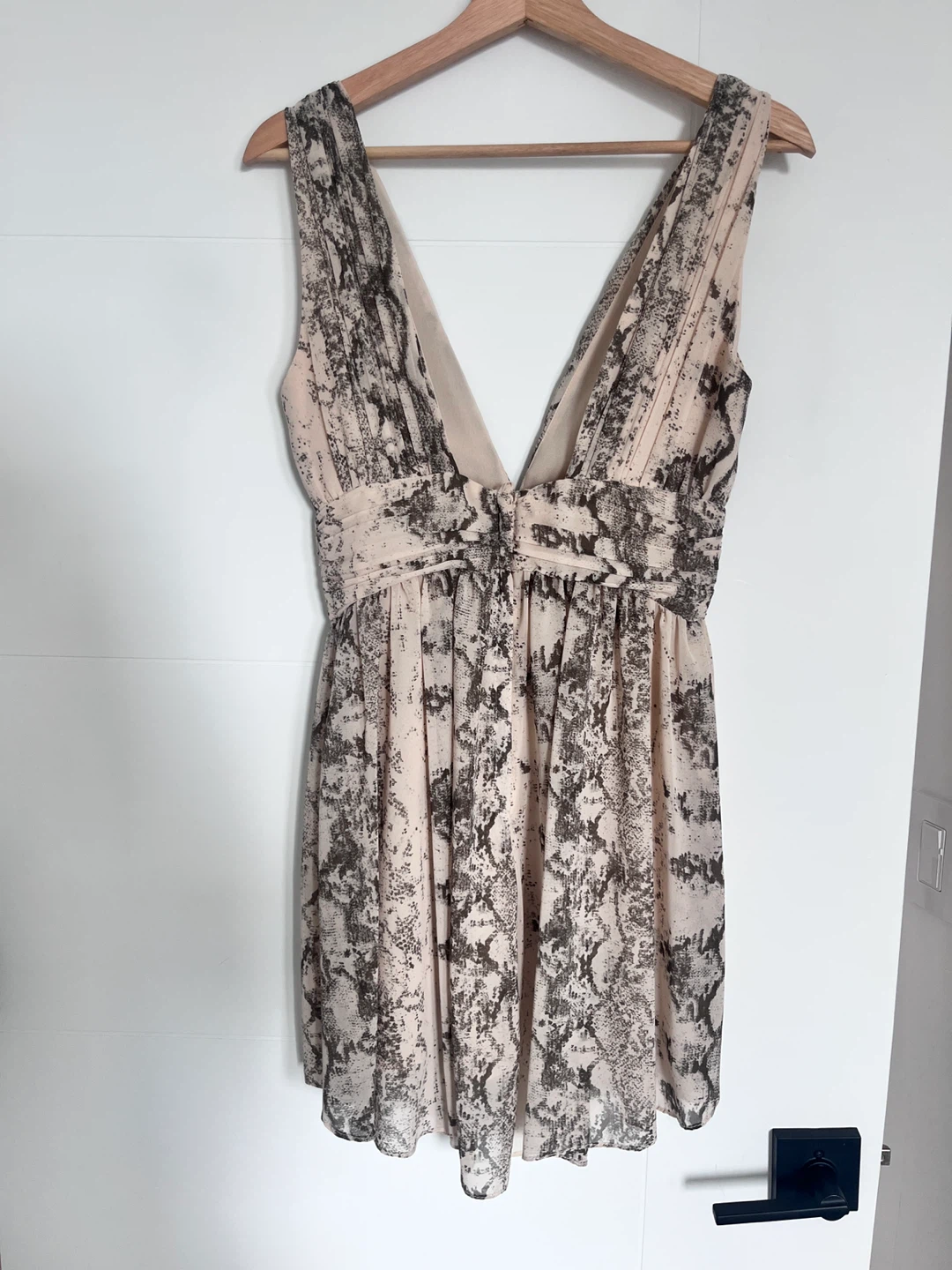 H&M Snake Print Deep V-Neck Mini Dress