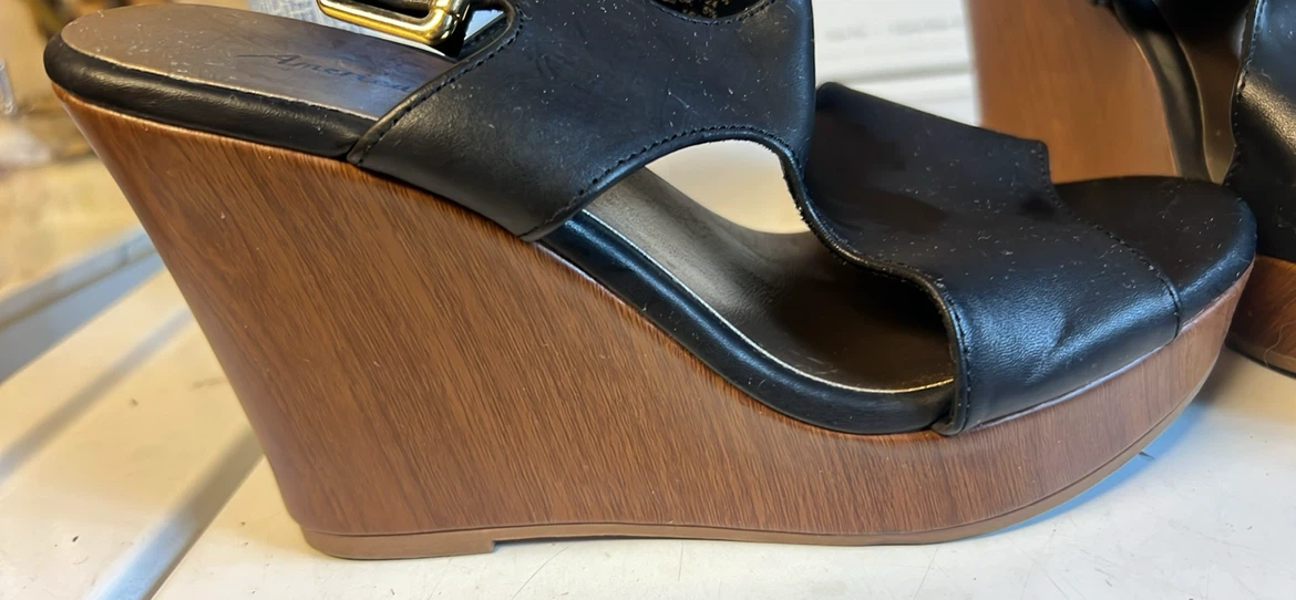 American Eagle Black Wedge Sandals
