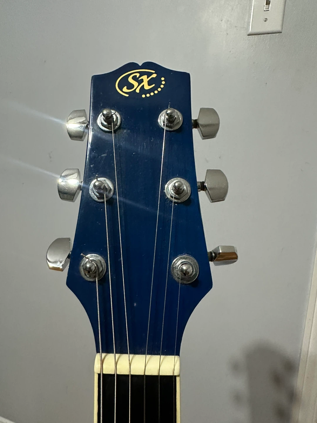 SX Blue Acoustic Electric Guitar with heavy duty hard Case - photo 3