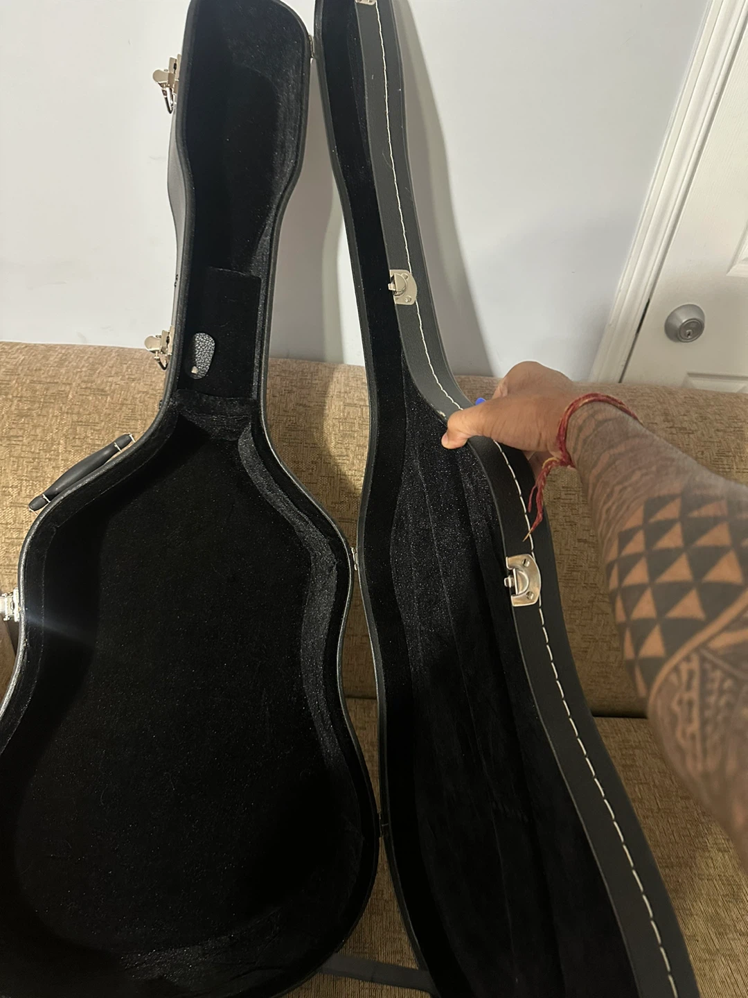 SX Blue Acoustic Electric Guitar with heavy duty hard Case - photo 5
