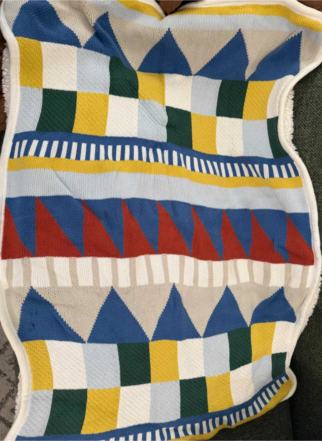 Potter Barn Colourful Geometric Knit Blanket