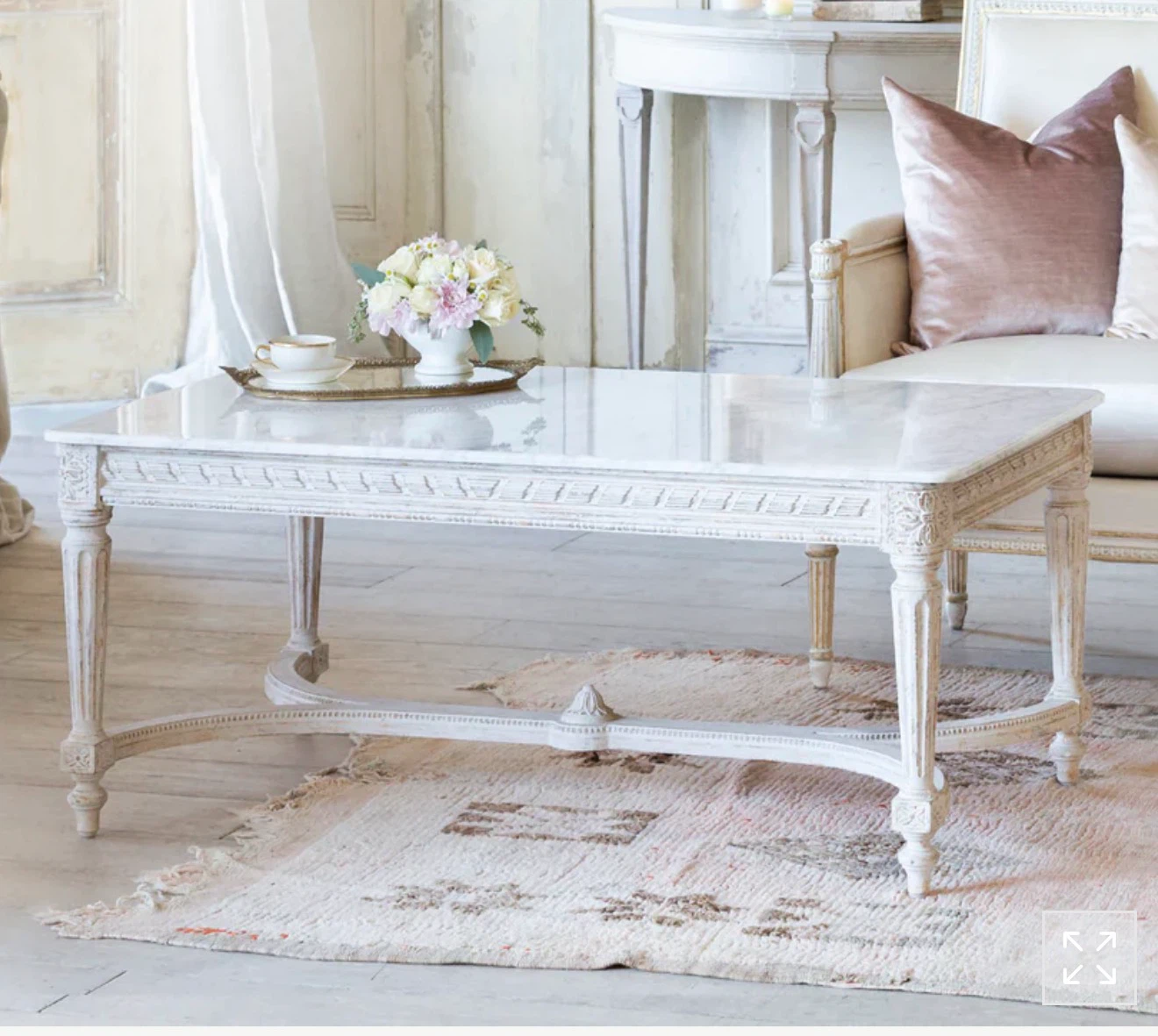Brand new Ornate White Marble Top Coffee Table