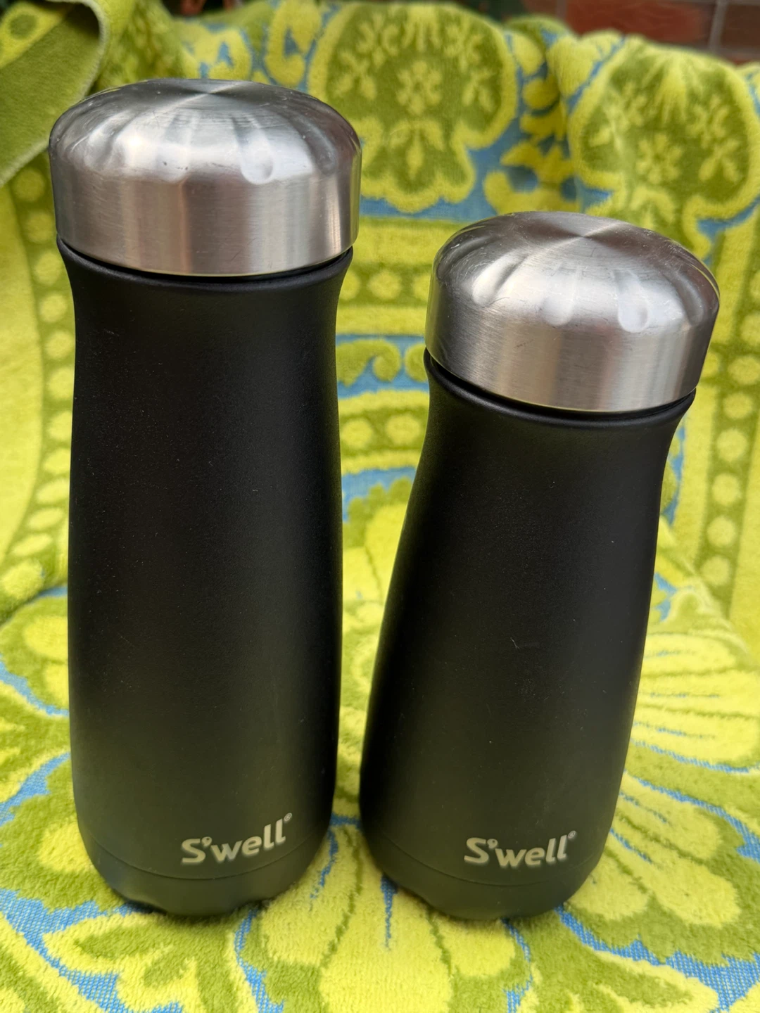 S'well Black Insulated Water Bottles (20 oz / 500 ml) - Set of 2