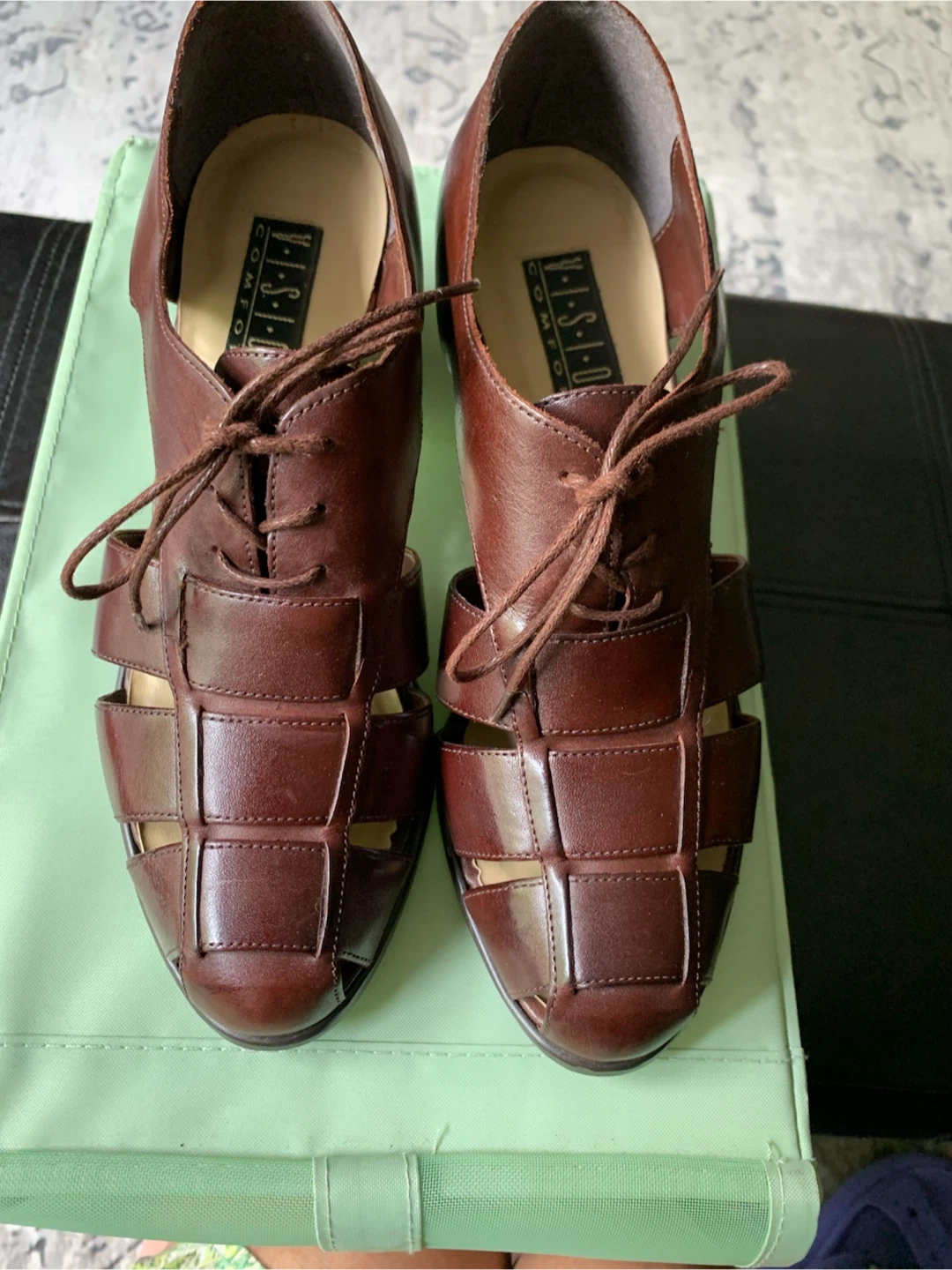 Vionic Comfort Brown Leather Lace-Up Heels - photo 2
