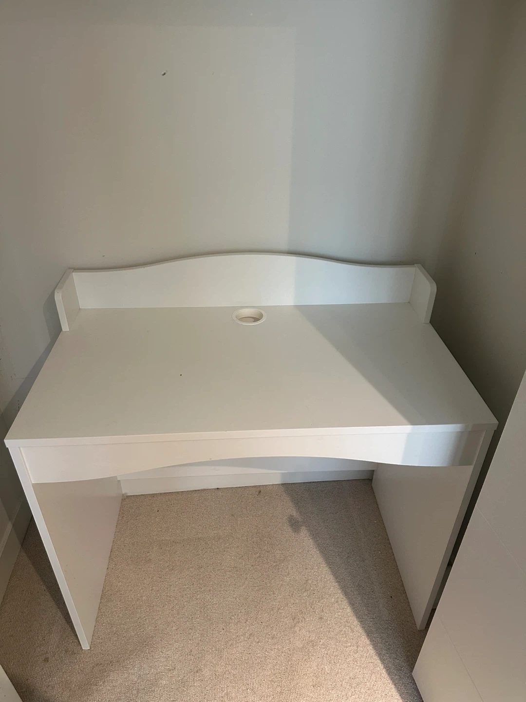 IKEA White Writing Desk with Cable Hole