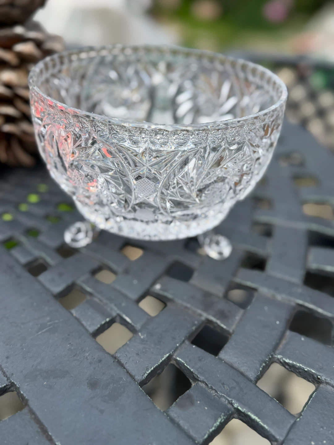 Vintage Cut Crystal Footed Bowl