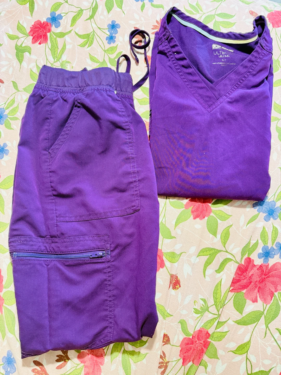 Purple Scrub Top and Pants Set