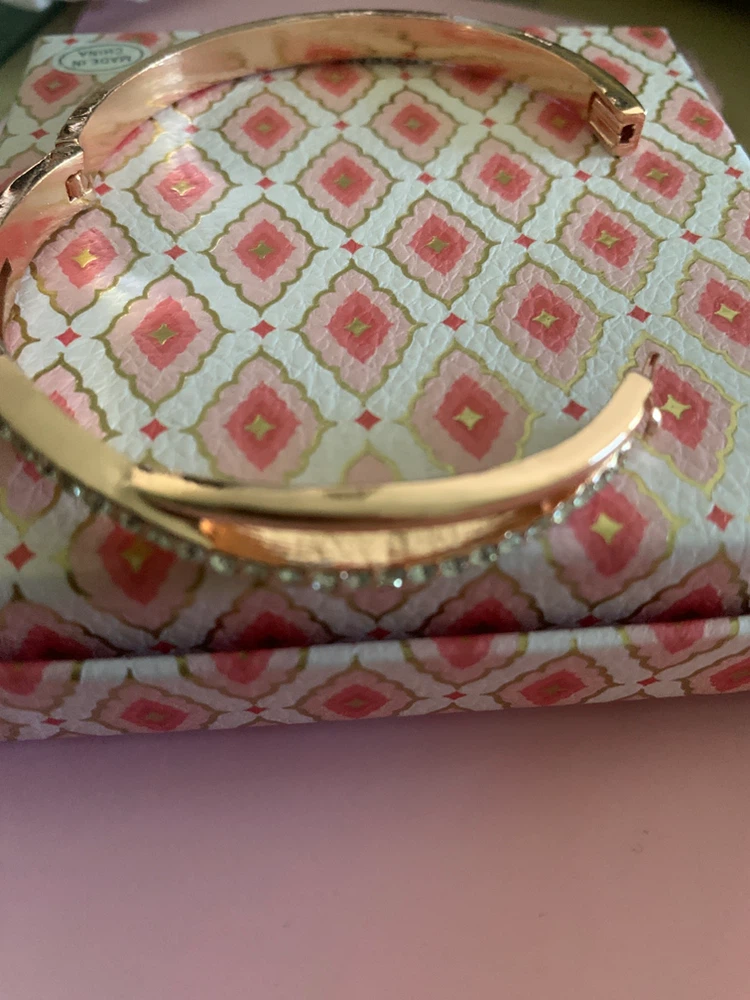 Rose Gold Bangle Bracelet with Crystals