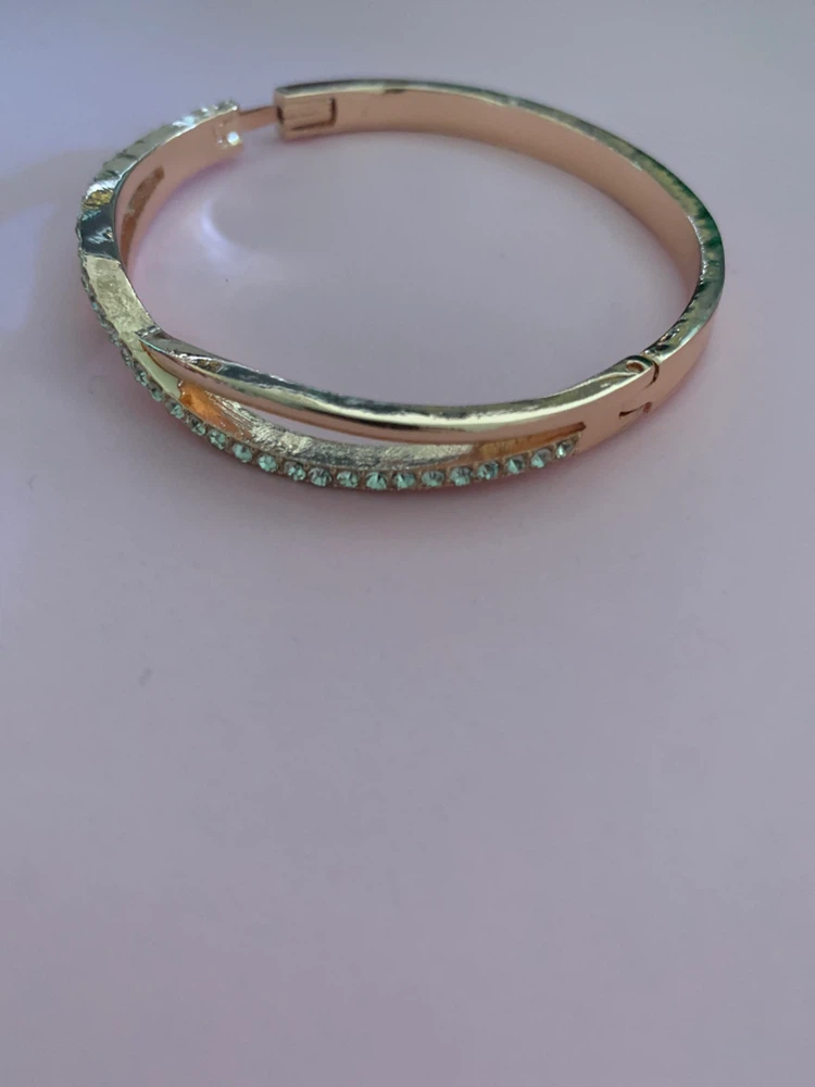Rose Gold Bangle Bracelet with Crystals - photo 2