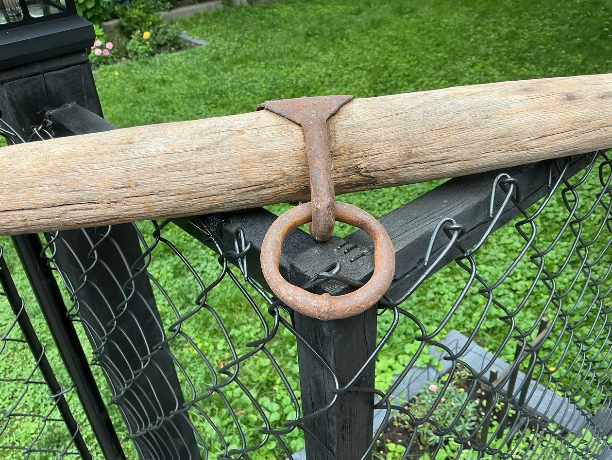 Antique Wooden Ox Yoke with Rusty Metal Hardware - photo 3