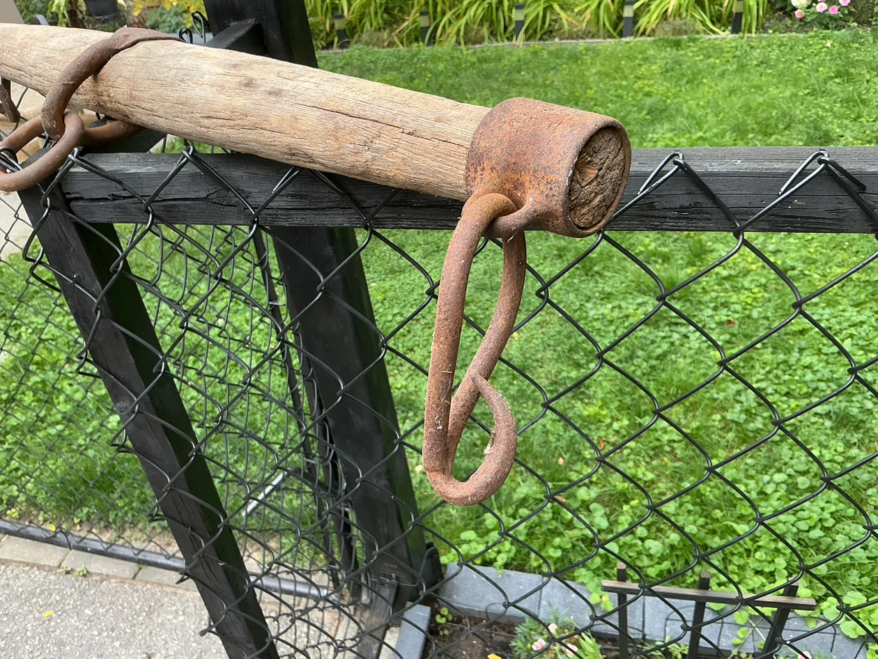 Antique Wooden Ox Yoke with Rusty Metal Hardware - photo 4