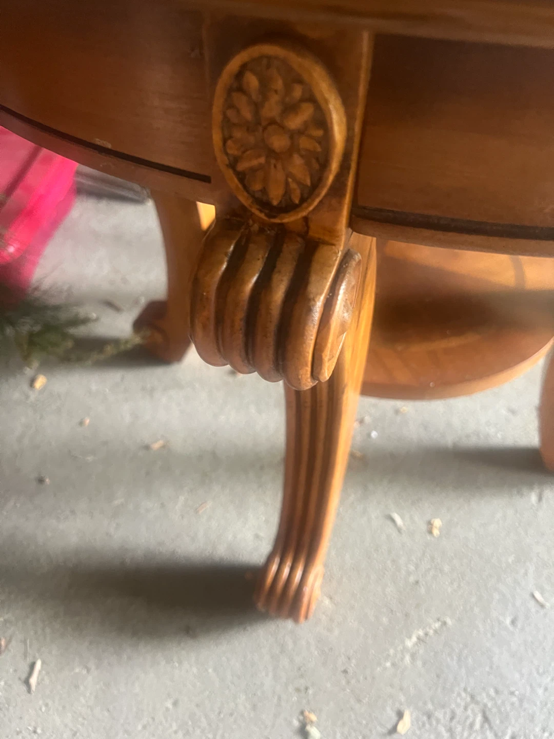 Wooden accent table with inlay detail