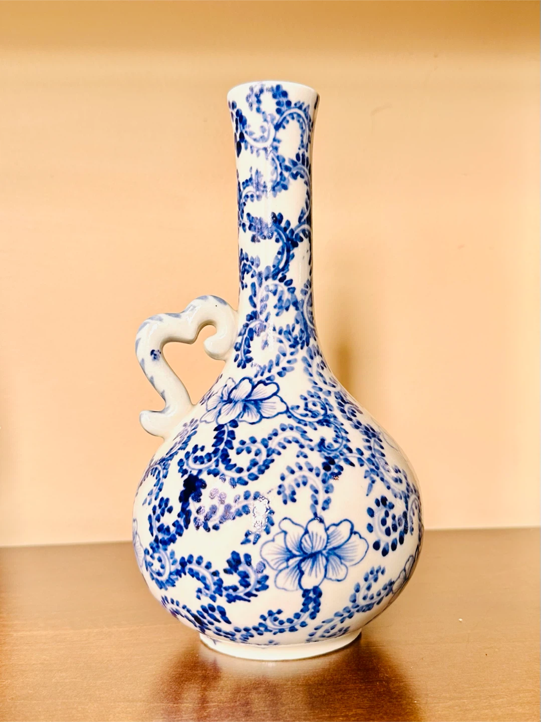 Blue and White Floral Ceramic Bud Vase - photo 2