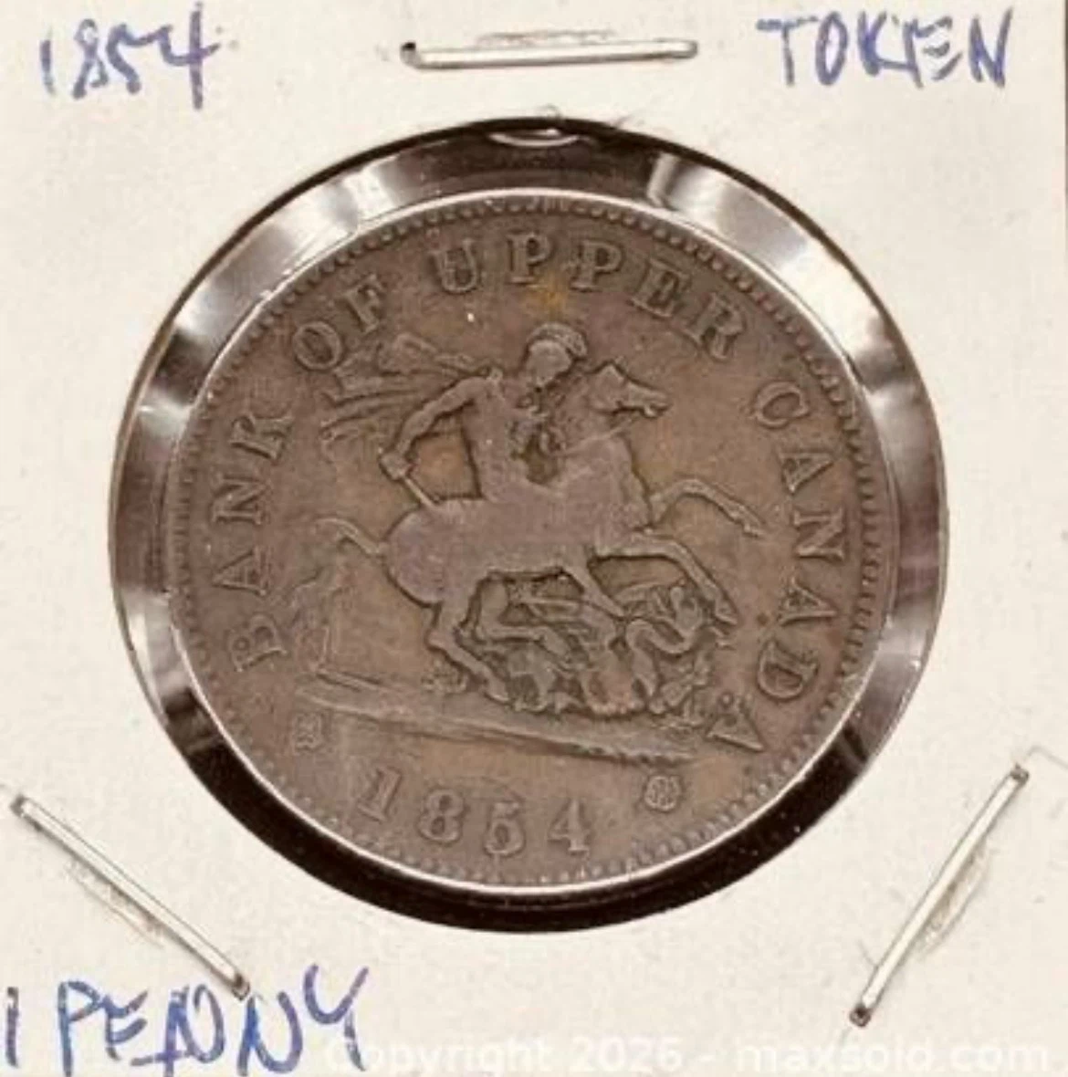 1854 Bank of Upper Canada One Penny Token