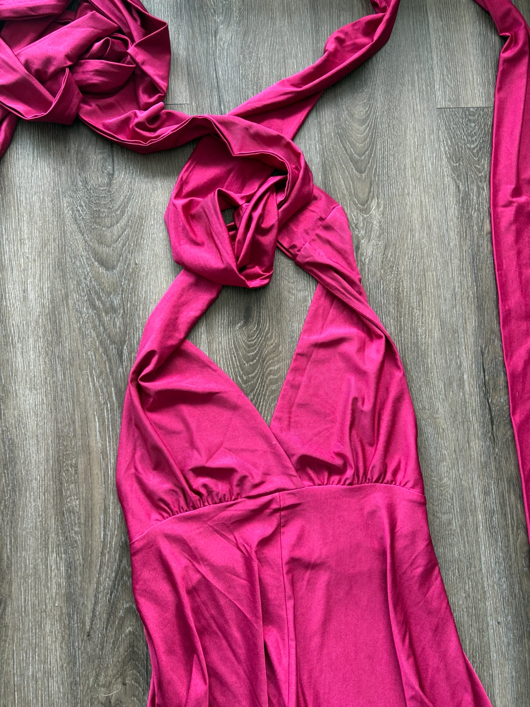 Wine red Halter Neck Maxi Dress - photo 3