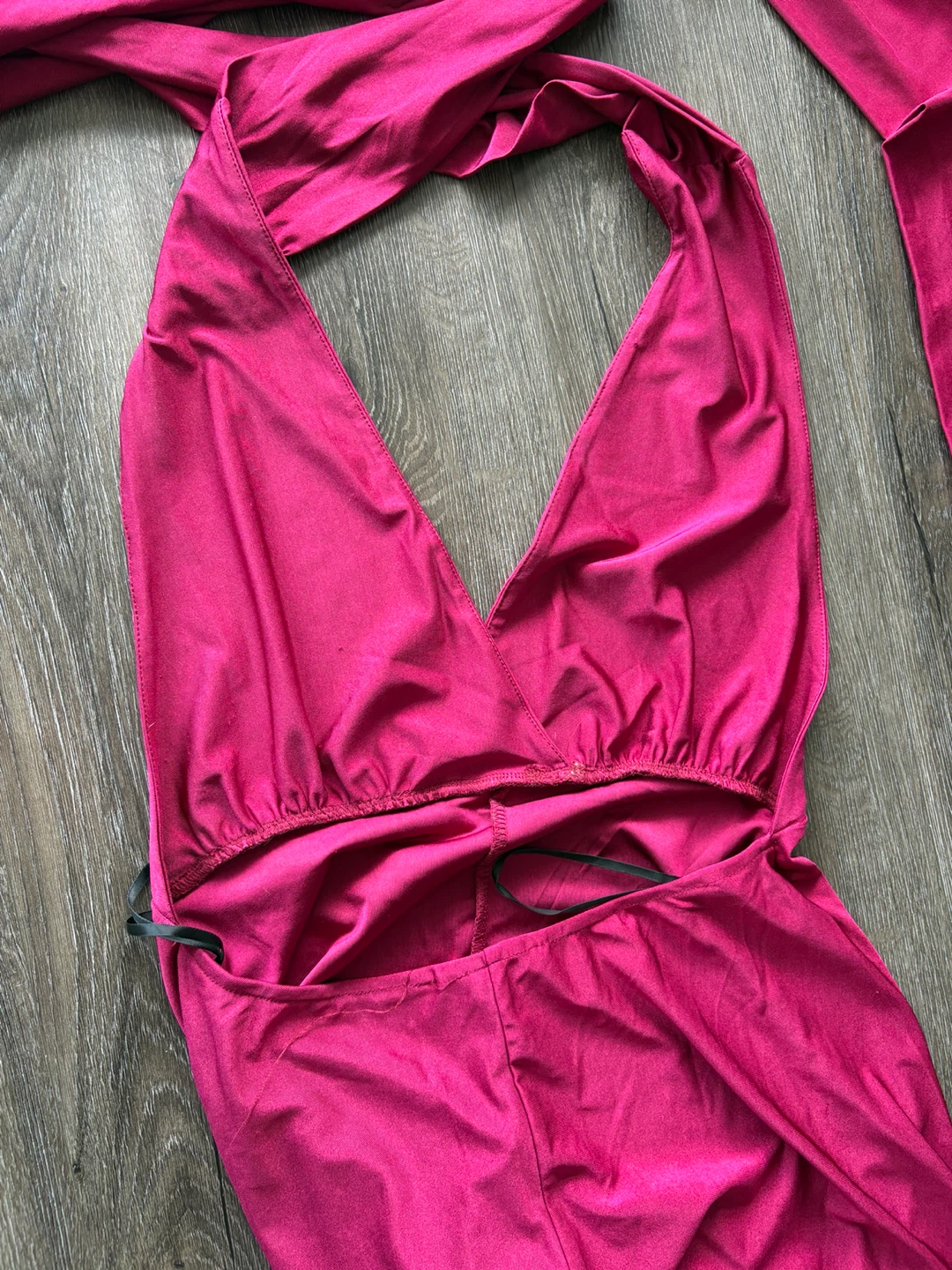 Wine red Halter Neck Maxi Dress - photo 4