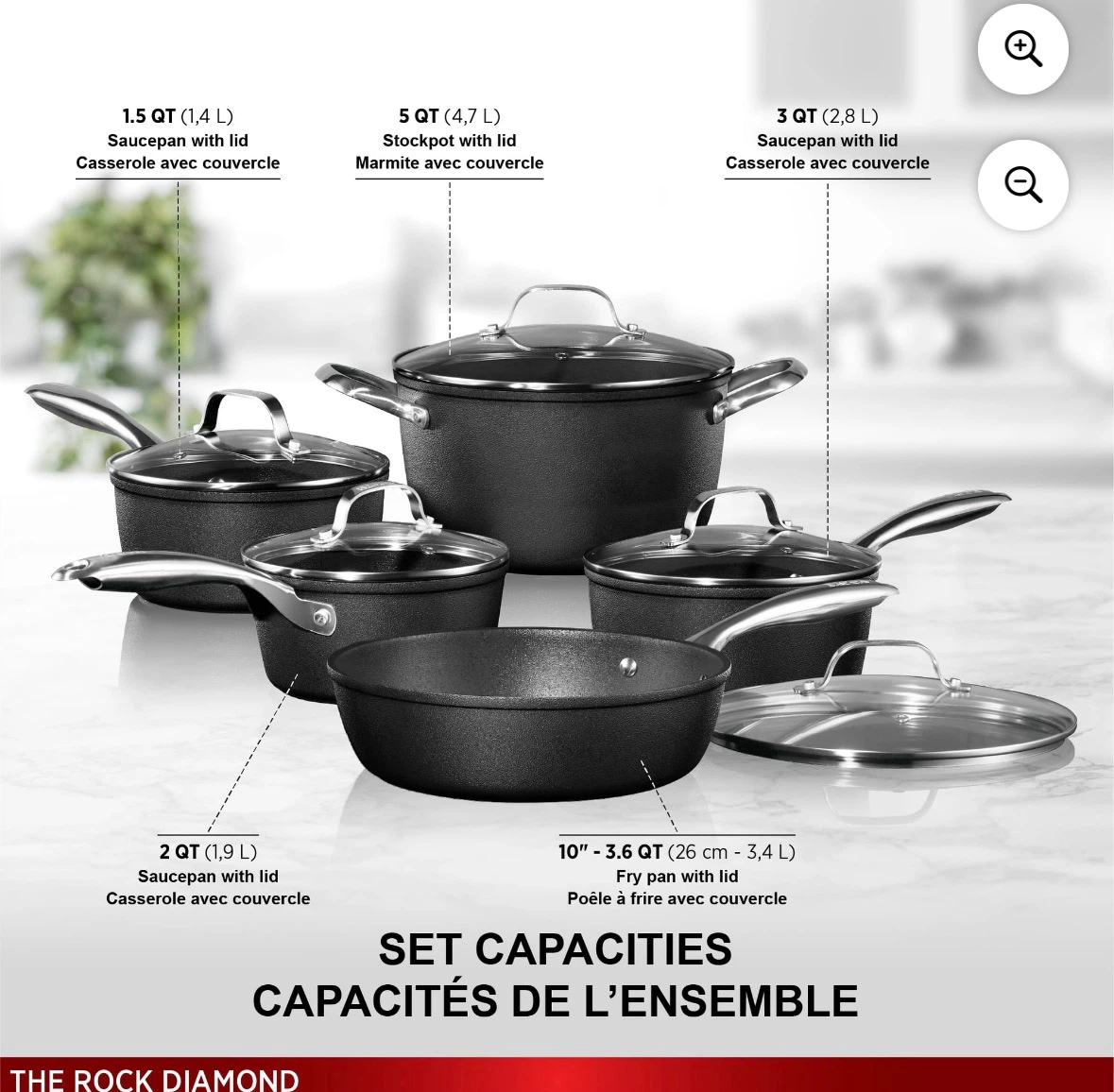 Brand New - Starfrit The Rock Diamond 10pc Cookware Set - photo 2