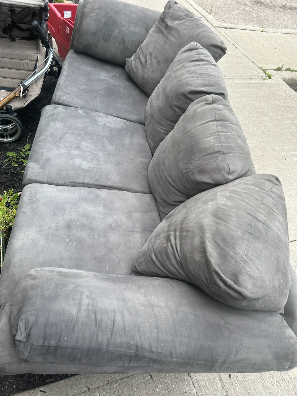 Grey Sectional Sofa with Plush Pillows