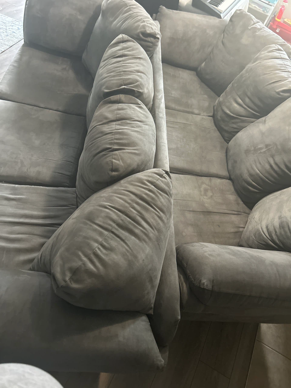 Grey Sectional Sofa with Plush Pillows - photo 2