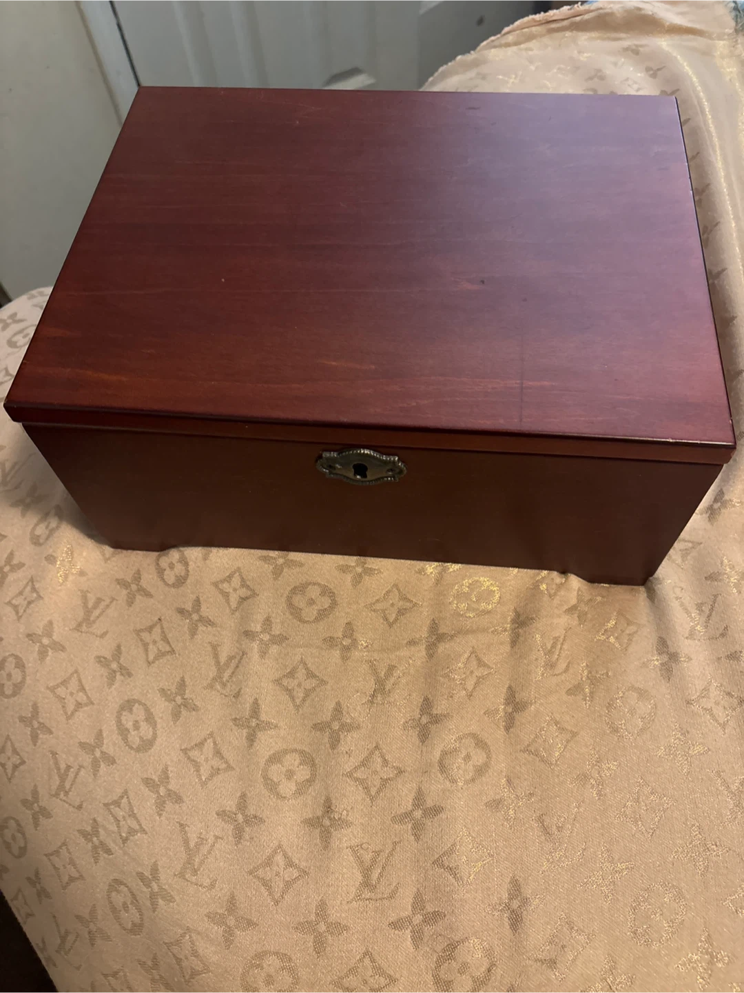 Wooden Jewelry Box with Red UV Velvet Lining