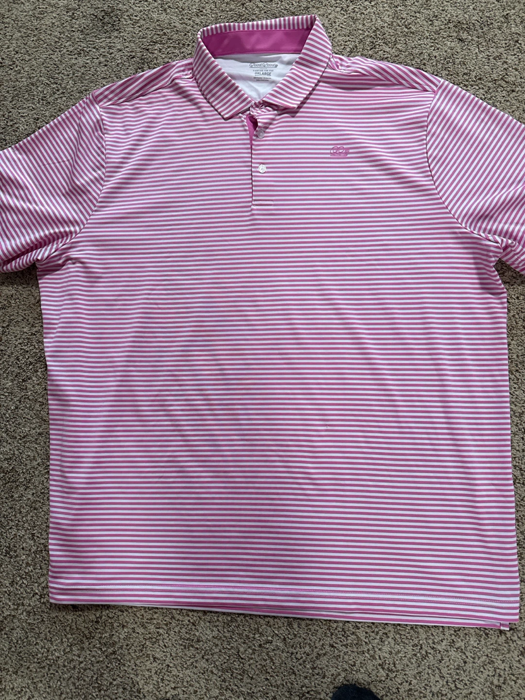 Good Goods Pink & White Striped Polo Shirt - 2XL