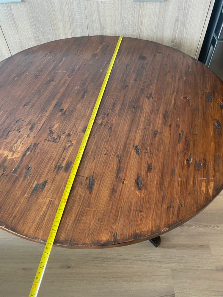 Round wood table with adjustable metal legs - photo 2
