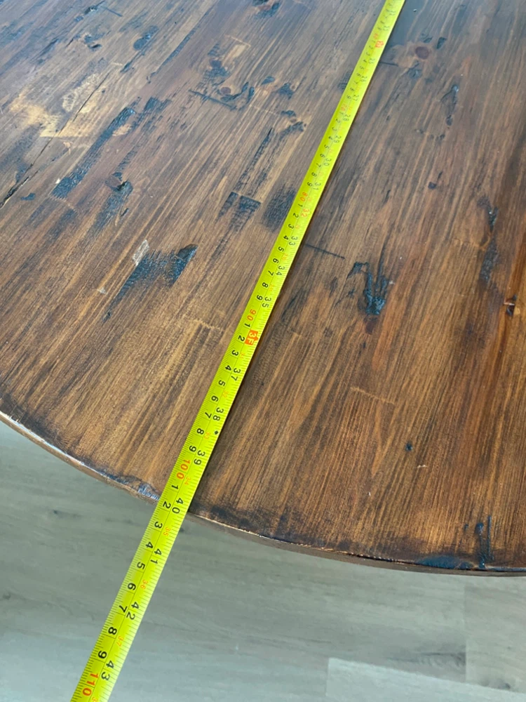 Round wood table with adjustable metal legs - photo 3