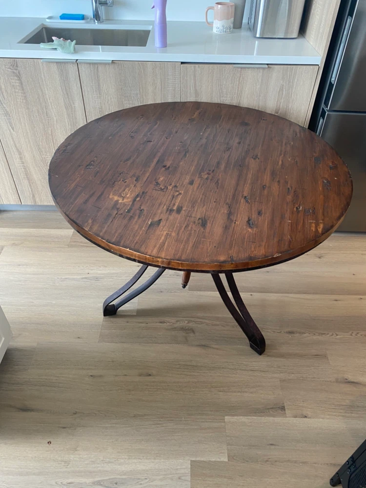Round wood table with adjustable metal legs - photo 4