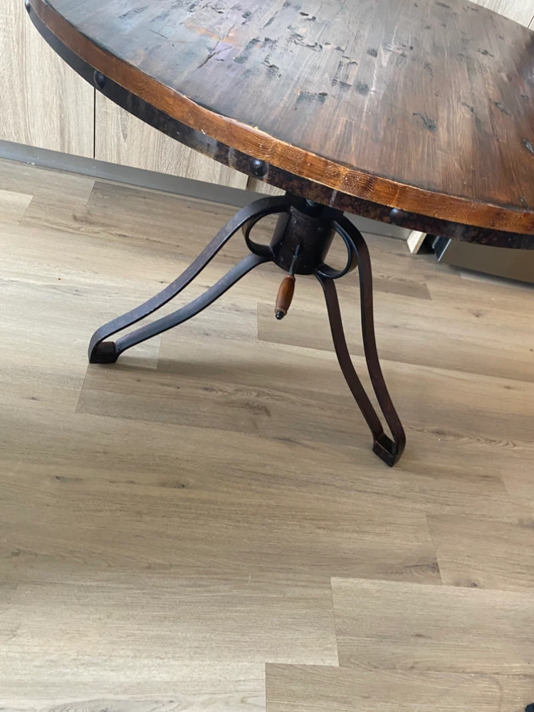 Round wood table with adjustable metal legs - photo 5