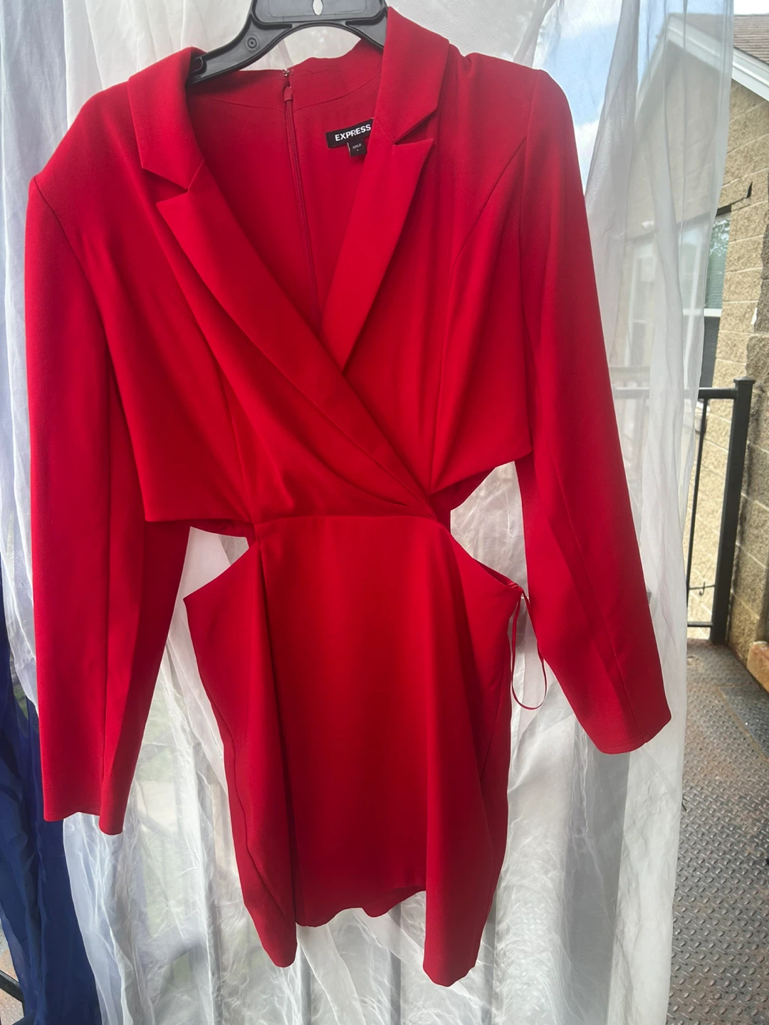 Express Red Blazer Dress with Cutouts