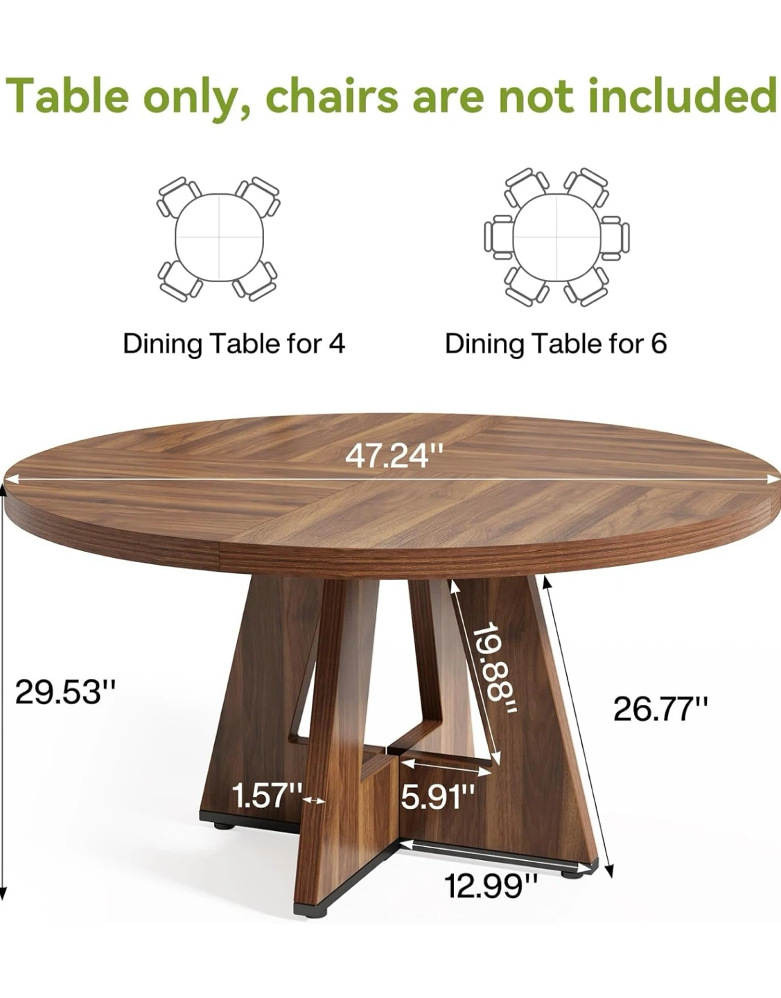 Round Dining Table - Walnut Finish - photo 2