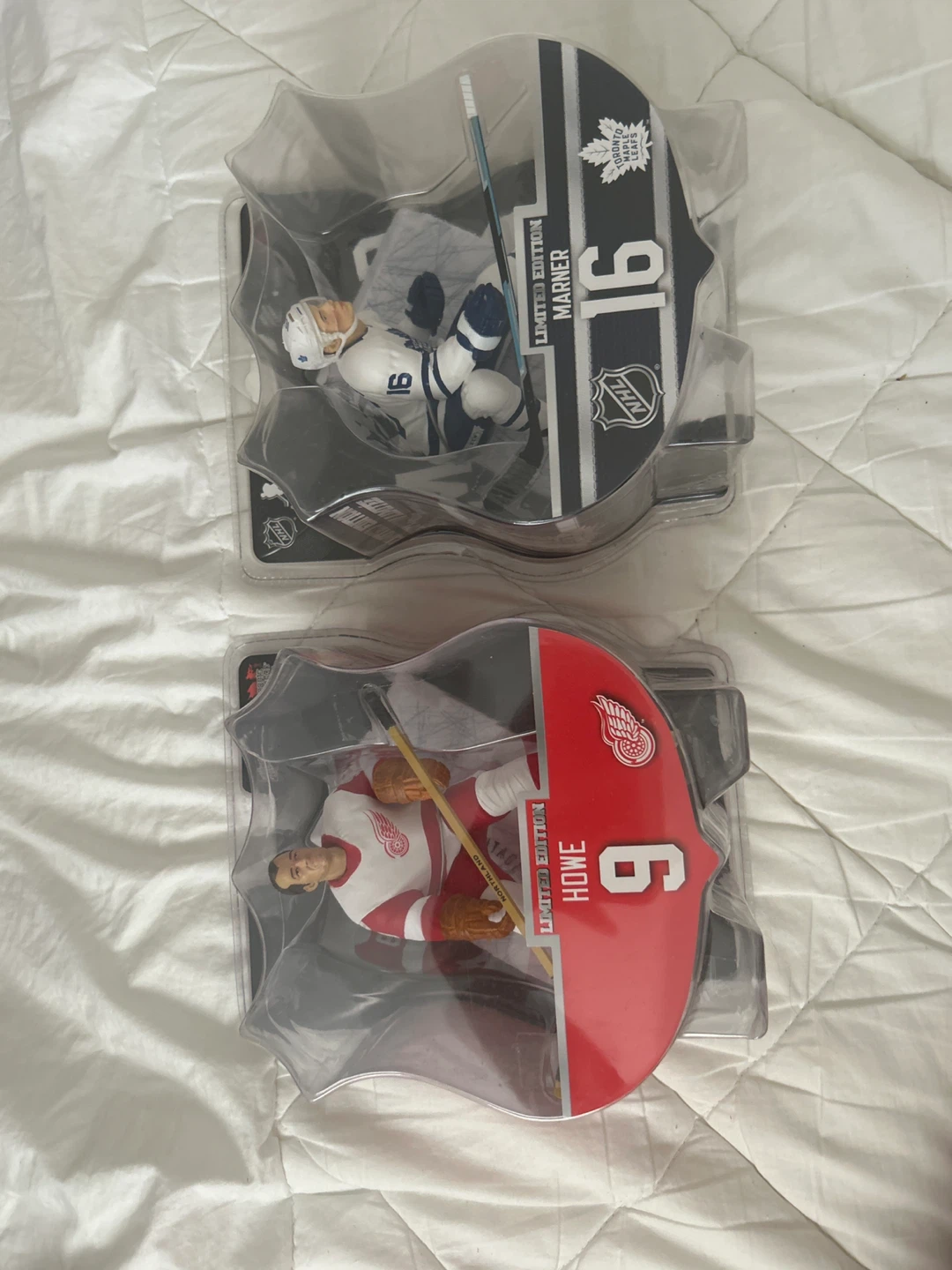 Mitch Marner and Gordie Howe limited edition hockey figures