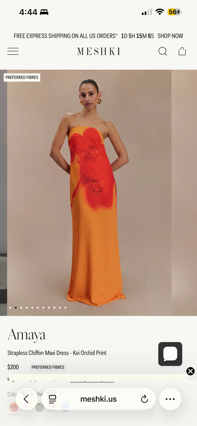 Meshki Amaya Strapless Chiffon Maxi Dress - Koi Orchid Print