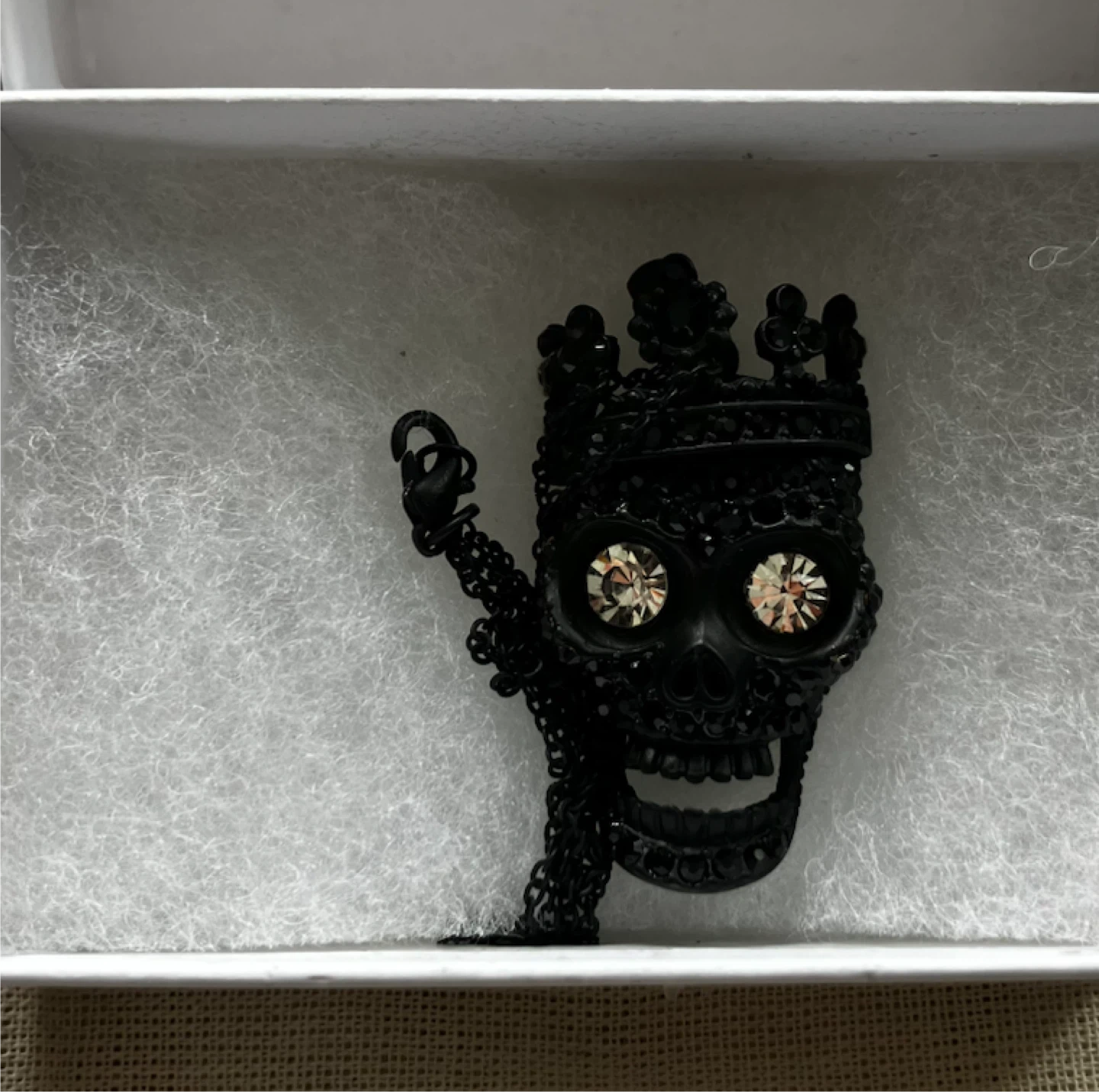 Gothic Black Dangle Earrings and Skull Neckless Set - photo 3