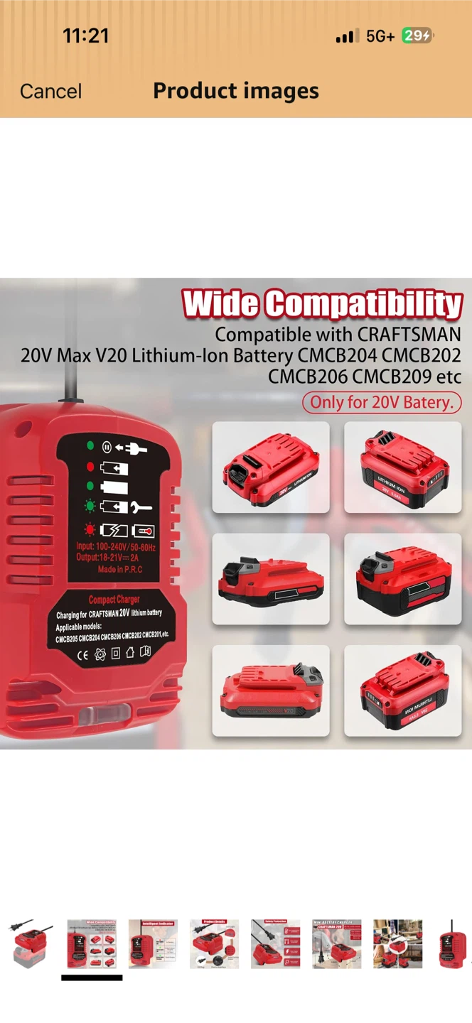 for Craftsman 20V V20 Mini Battery Charger, 2A Fast Charger - photo 2