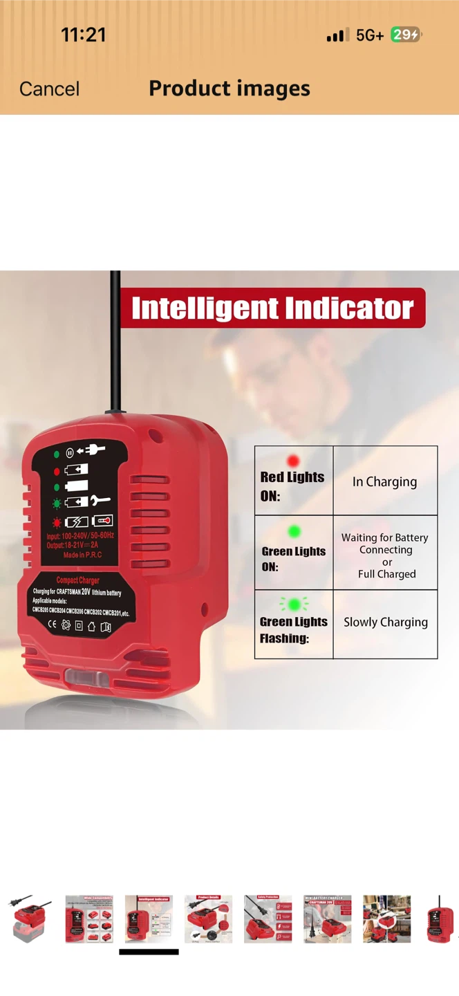 for Craftsman 20V V20 Mini Battery Charger, 2A Fast Charger - photo 3