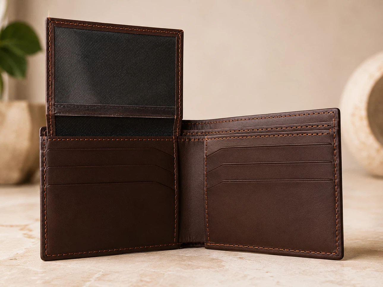 New Men’s Brown Bifold Wallet – ID Window & Card Slots - photo 5