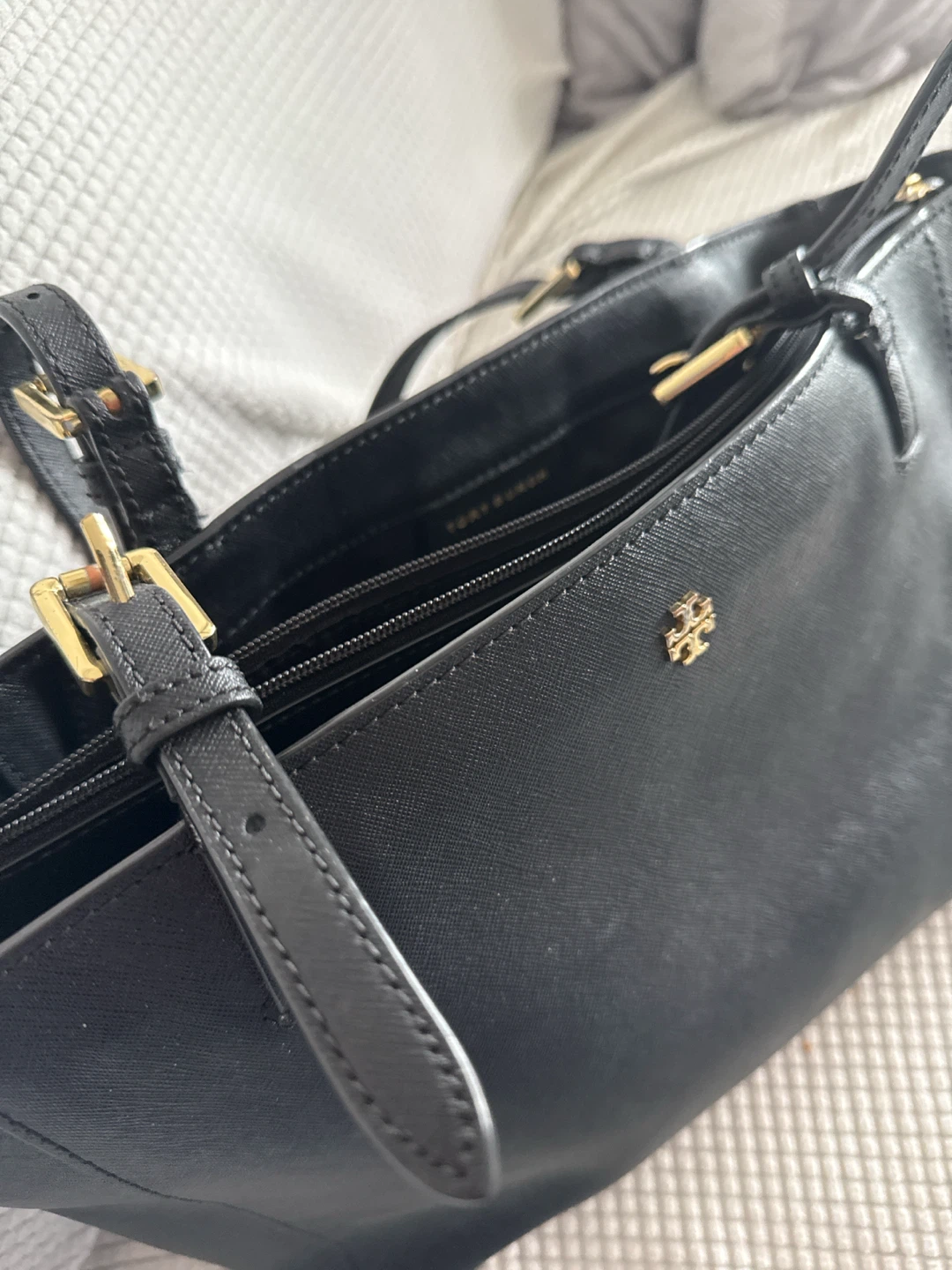 Tory Burch Black Leather Tote Bag