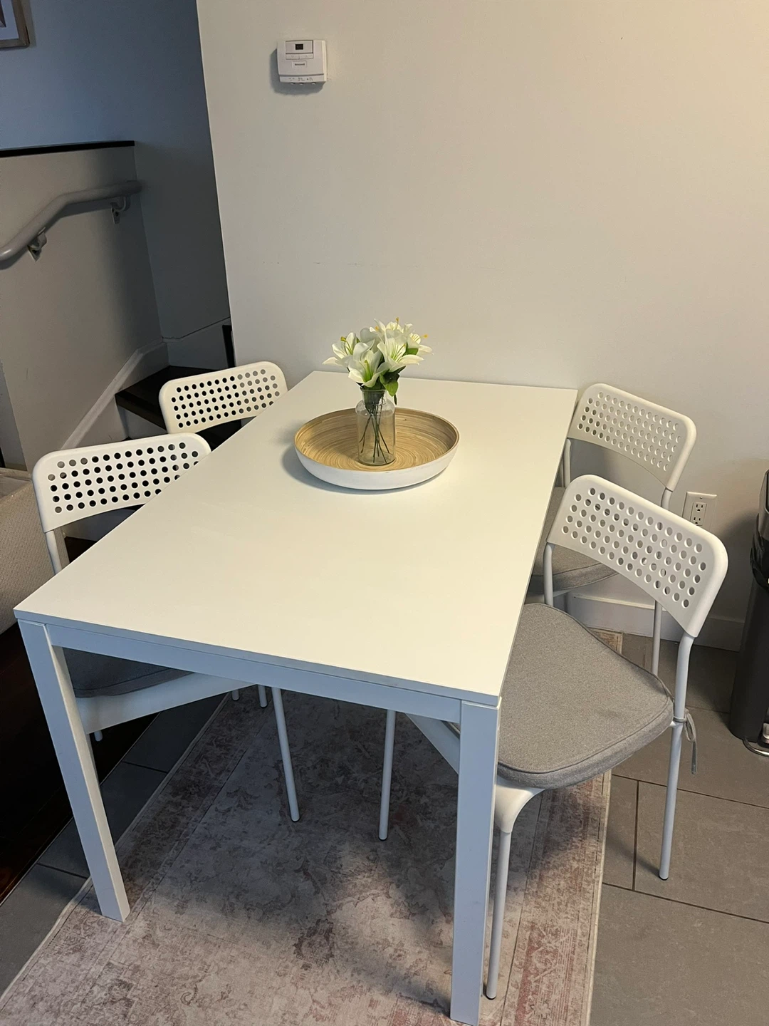 IKEA White Dining Table with 4 Chairs