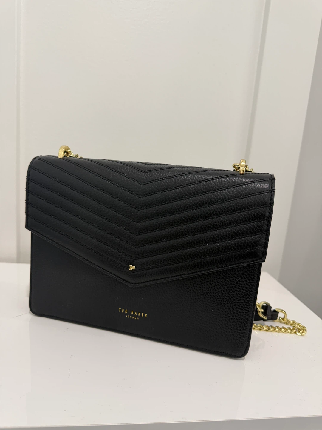 Ted Baker Black Chevron Quilted Crossbody Bag