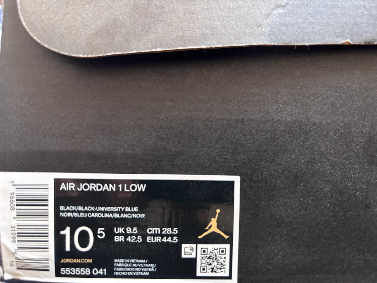 Air Jordan 1 Low Black/University Blue Sneakers - Size 10.5 - photo 5