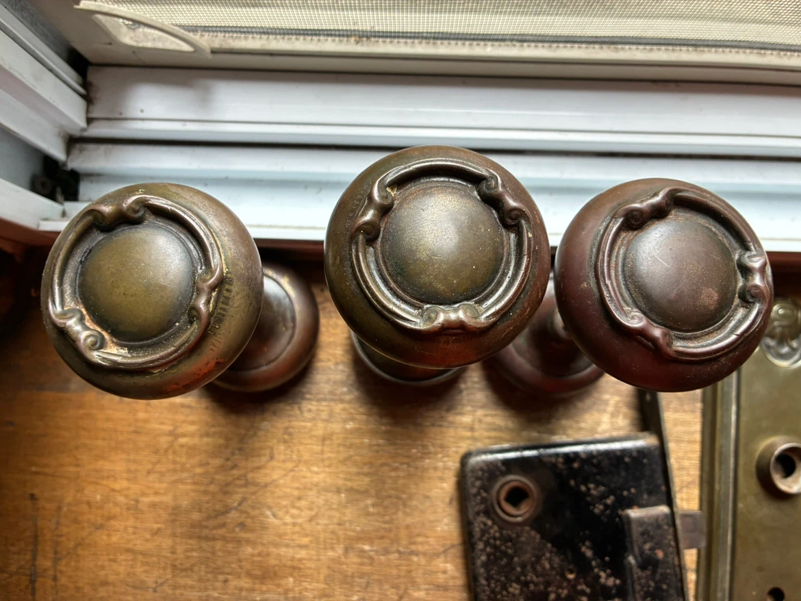 Antique Victorian art nouveau Hardware c.1900 Door knob lock - photo 5