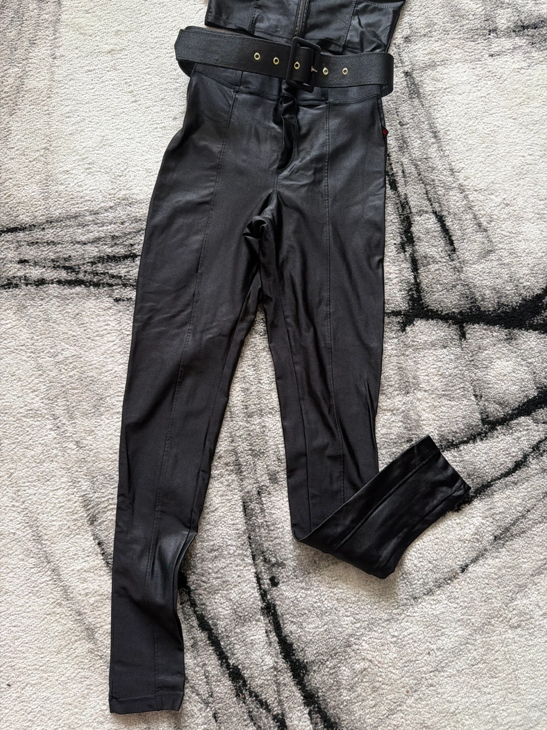 Black High-Waisted Pants with Belt - photo 3