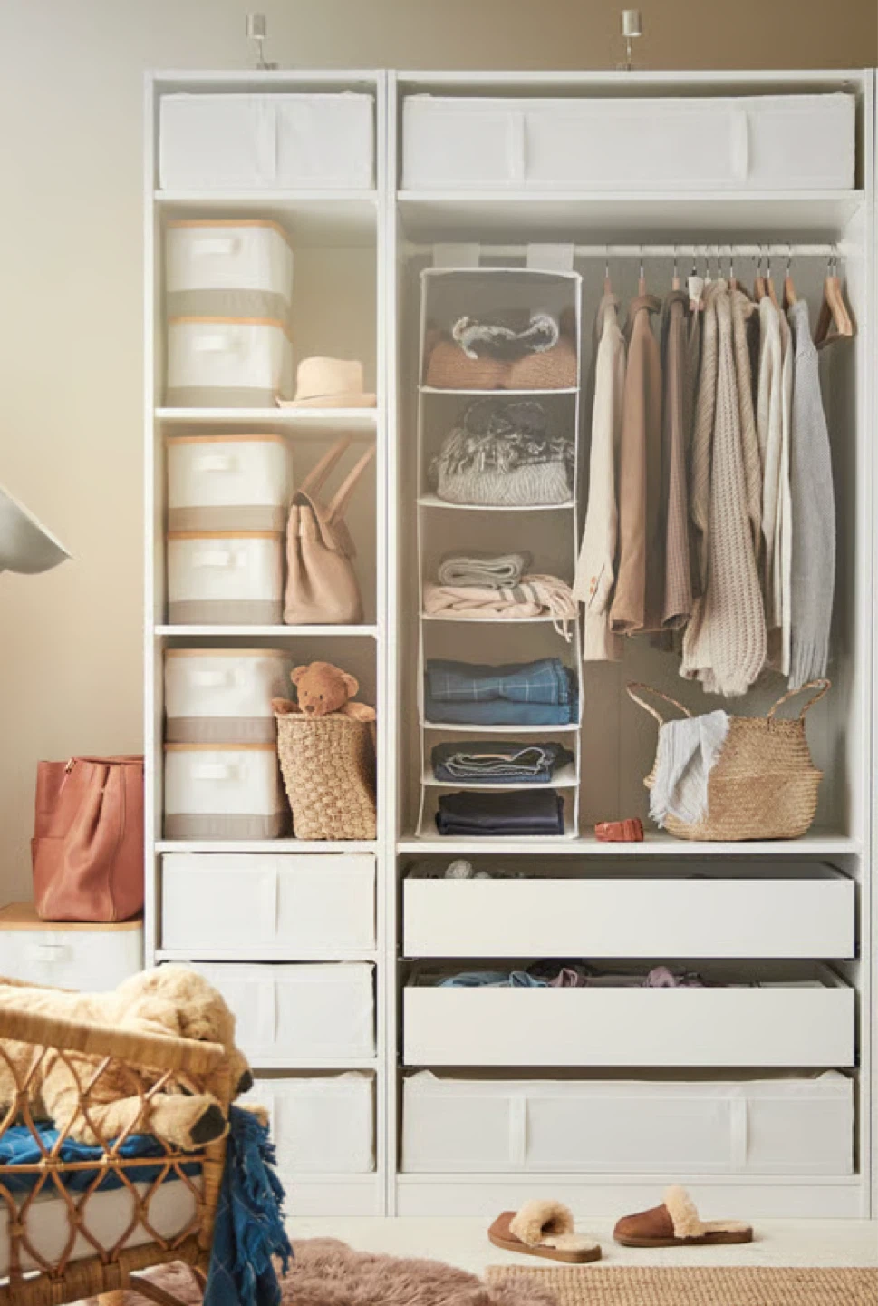 Ikea SKUBB White Fabric Hanging Closet Organizer Shelves