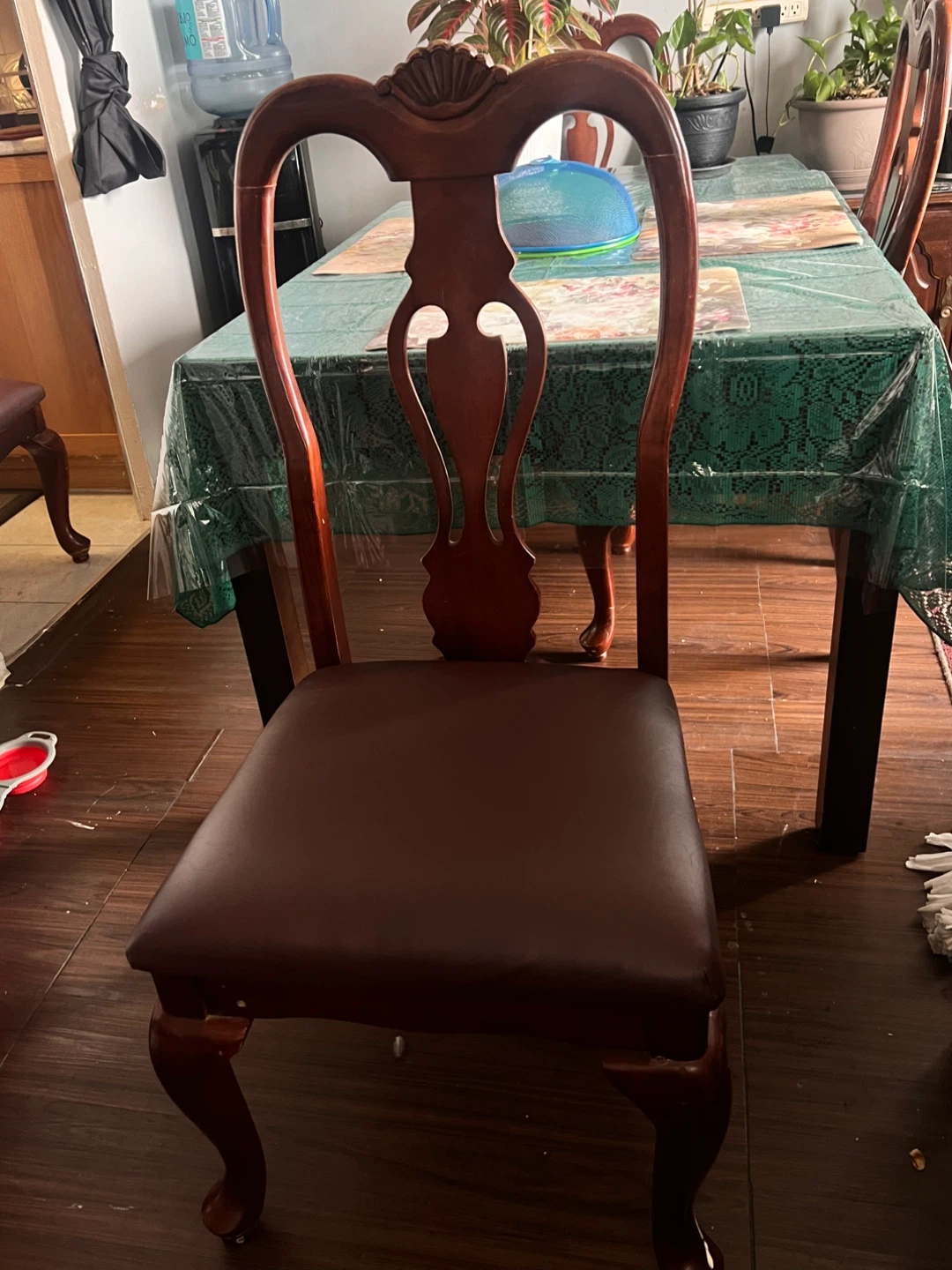 Wooden Dining Chairs with white Upholstery - Set of 4 - photo 2