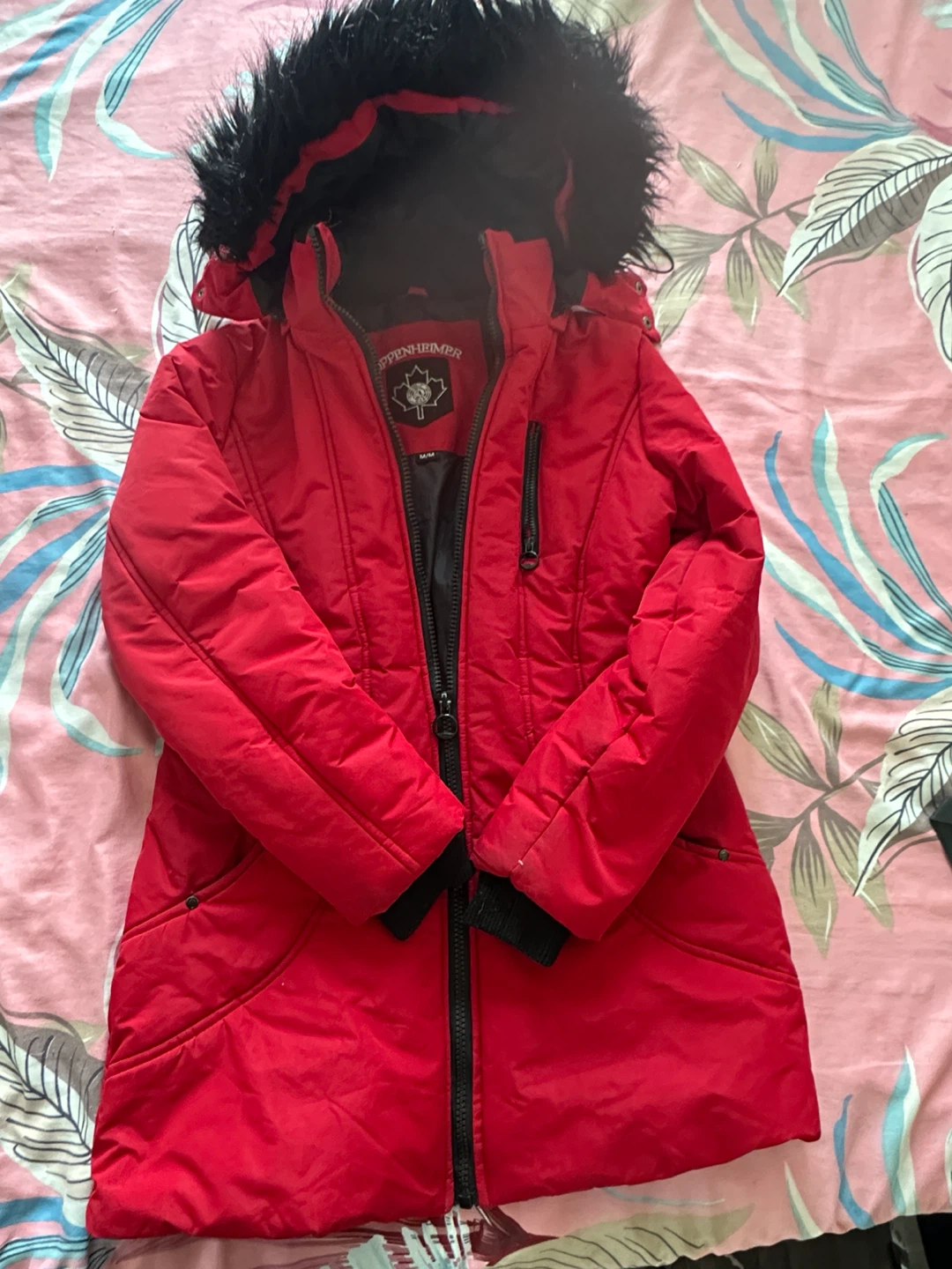 Red Oppenheimer Winter Jacket with Fur Hood - photo 3
