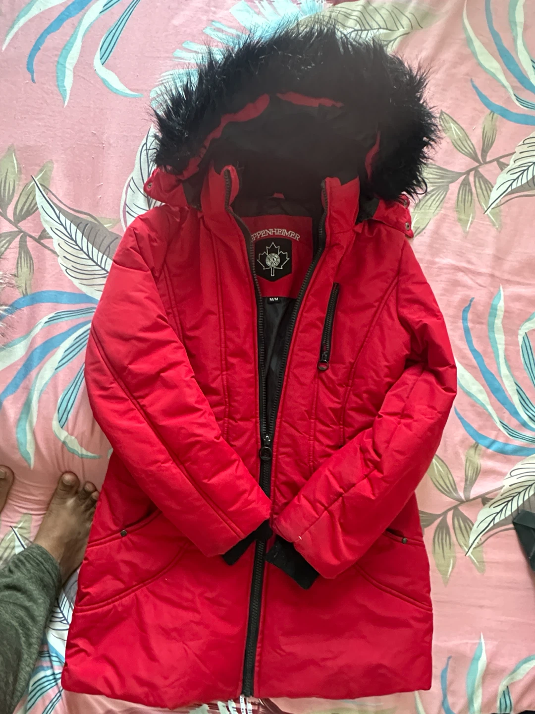 Red Oppenheimer Winter Jacket with Fur Hood - photo 4