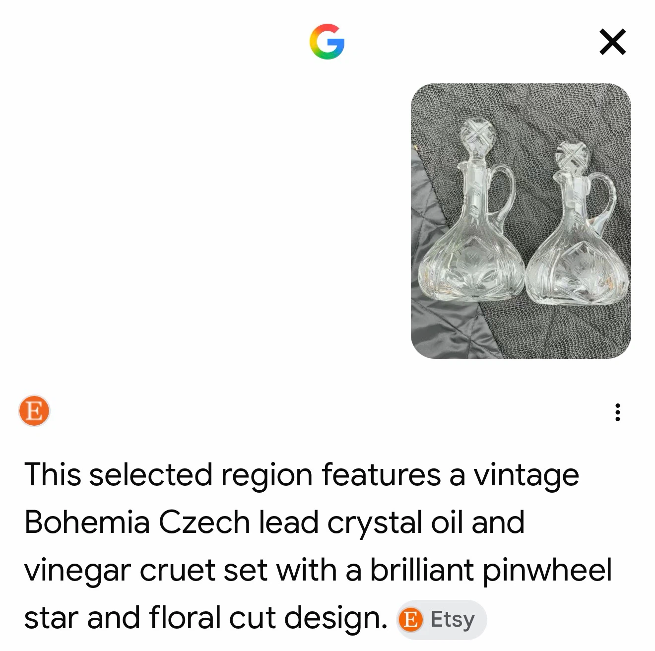 Vintage Bohemia Czech Crystal Oil and Vinegar Cruets - photo 2